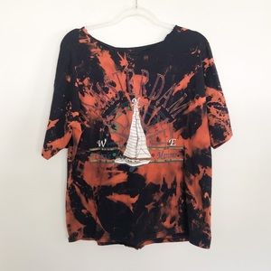 Amsterdam tie dyed hand distressed sailboat Tshirt